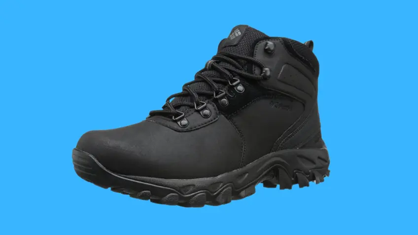 Men's hiking shoes on a rocky trail, showcasing durability and support for outdoor adventures.