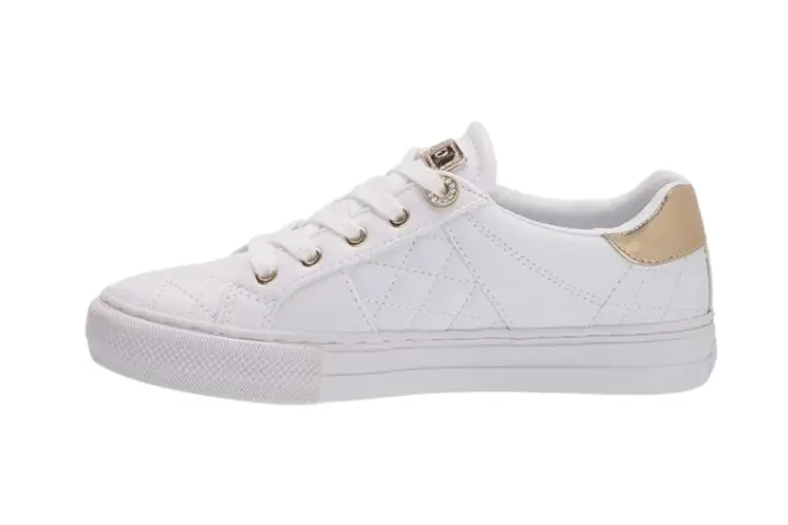 Stylish GUESS Women's Loven Sneaker with logo detailing, lace-up closure, and rubber sole.