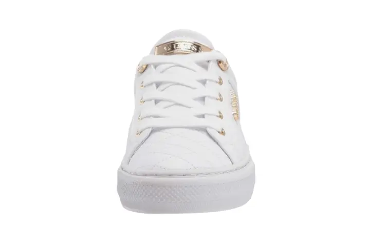 Stylish GUESS Women's Loven Sneaker with logo detailing, lace-up closure, and rubber sole.